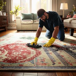 Как происходит чистка ковра?