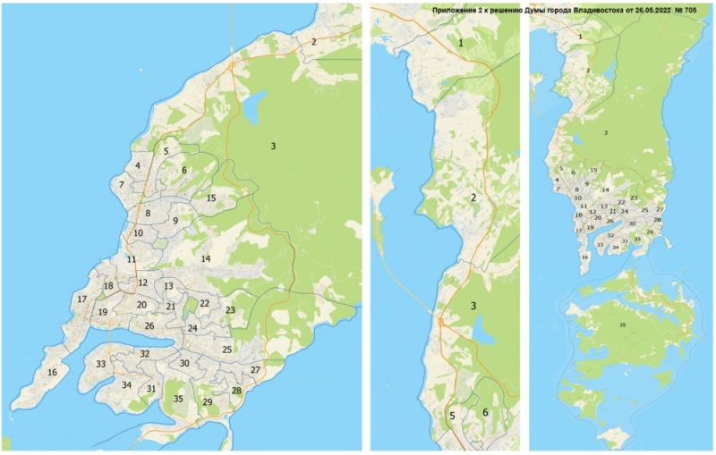Схема одномандатных избирательных округов по выборам депутатов Думы города Владивостока